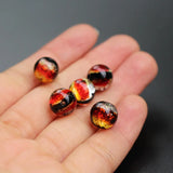 10pcs Luminous Lampwork Glass Beads Red Orange for Jewelry Making