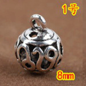 10pcs Antique Silver Hollow Metal Ball Pendants Beads DIY Jewelry