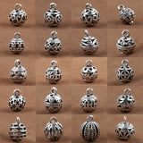 10pcs Antique Silver Hollow Metal Ball Pendants Beads DIY Jewelry