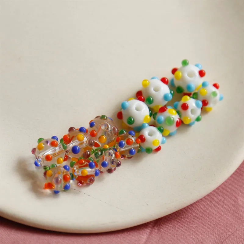 10pcs Original Multicolor 3D Rainbow Glass Beads for DIY Bracelet Earrings