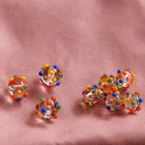 10pcs Original Multicolor 3D Rainbow Glass Beads for DIY Bracelet Earrings