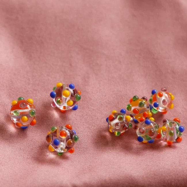 10pcs Original Multicolor 3D Rainbow Glass Beads for DIY Bracelet Earrings