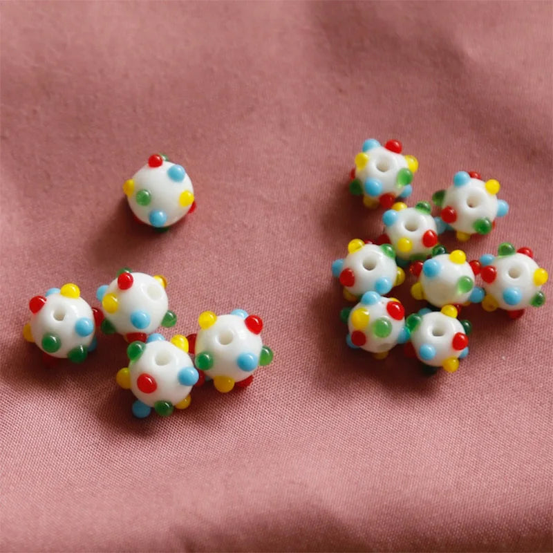 10pcs Original Multicolor 3D Rainbow Glass Beads for DIY Bracelet Earrings