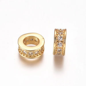 10pcs 8mm Brass CZ European Beads Spacer Charm for Jewelry Making