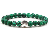 10pcs 8mm Stone Bead Bracelets with Paw Charms - Healing Balance Bracelet