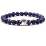 10pcs 8mm Stone Bead Bracelets with Paw Charms - Healing Balance Bracelet