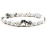 10pcs 8mm Stone Bead Bracelets with Paw Charms - Healing Balance Bracelet