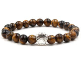 10pcs 8mm Stone Bead Bracelets with Paw Charms - Healing Balance Bracelet