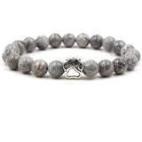 10pcs 8mm Stone Bead Bracelets with Paw Charms - Healing Balance Bracelet