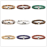 10pcs 8mm Stone Bead Bracelets with Paw Charms - Healing Balance Bracelet