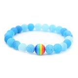 8mm Rose Quartz Rainbow Beads Strand Bracelet for Women Men