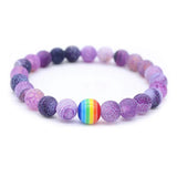 8mm Rose Quartz Rainbow Beads Strand Bracelet for Women Men