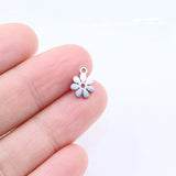 10pcs 8mm Stainless Steel Mini Flower Charms Pendant Unfading 2 Colors