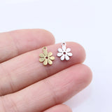 10pcs 8mm Stainless Steel Mini Flower Charms Pendant Unfading 2 Colors