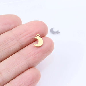 10pcs 8mm Stainless Steel Mini Moon Charms for DIY Jewelry