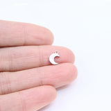 10pcs 8mm Stainless Steel Mini Moon Charms for DIY Jewelry