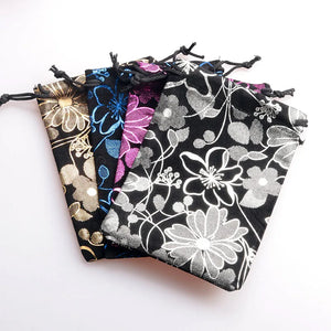 10pcs Flower Print Velvet Bag Jewelry Pouch Wedding Candy Gift Bag