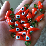 10pcs 30mm Red Pepper Eye Lampwork Beads Pendant DIY