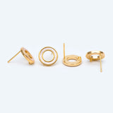 10pcs Acetate Circle Ear Posts 12mm, 18K Brass Findings for DIY Jewelry