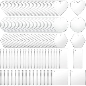 10pcs Acrylic Blanks Keychain Pendants Circle Heart Square DIY Crafts