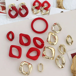 10pcs Red Acrylic Irregular Pendant Charms for Earrings & Necklace