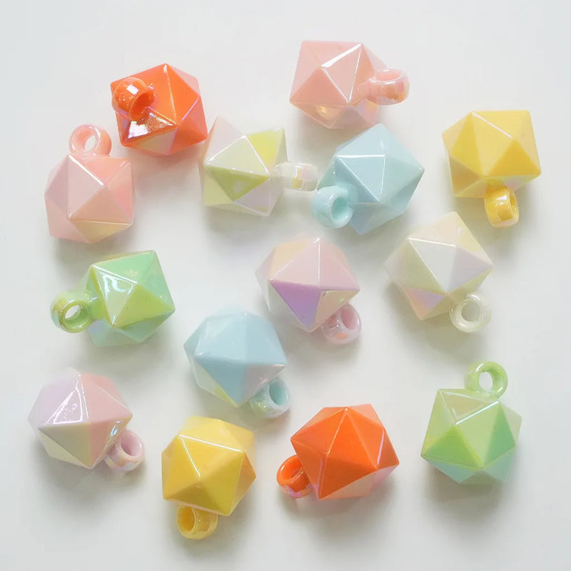 10pcs Acrylic Pendants 16mm Cube Beads UV Plating DIY Keychain Accessories