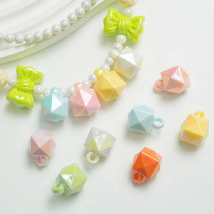10pcs Acrylic Pendants 16mm Cube Beads UV Plating DIY Keychain Accessories