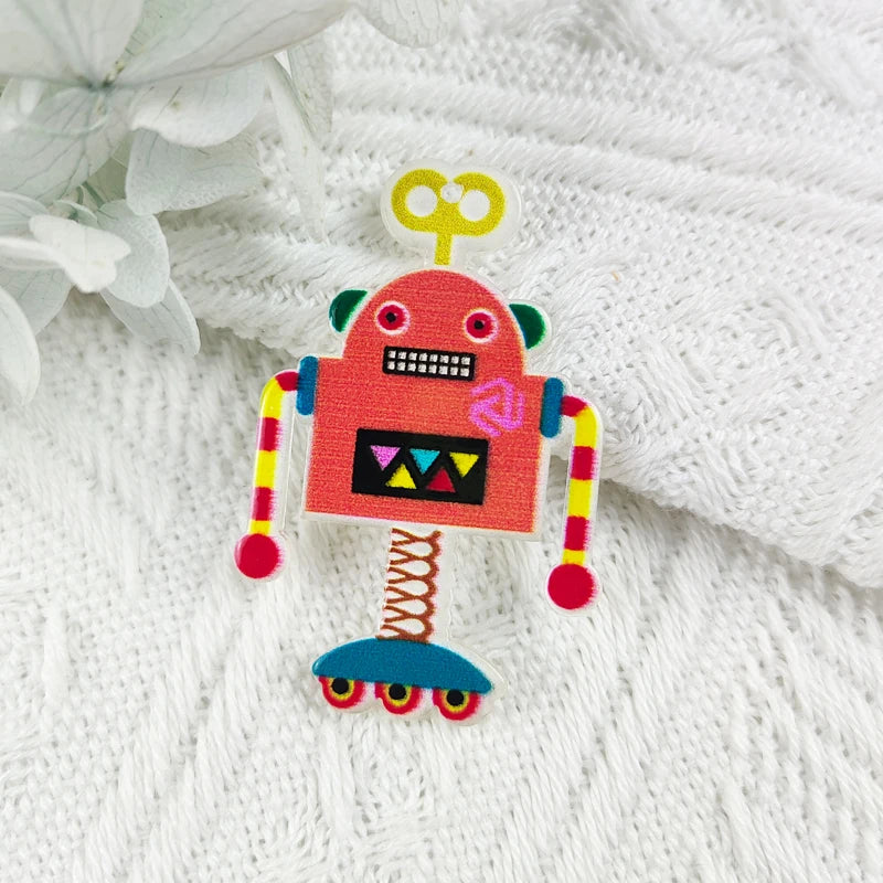 10pcs Acrylic Robort Charms for Jewelry Making DIY Earrings Keychain