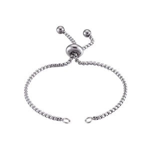 10pcs Adjustable Stainless Steel Slider Chain Bracelet for DIY Crafts 9 inches