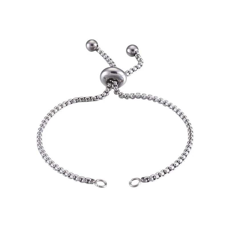 10pcs Adjustable Stainless Steel Slider Chain Bracelet for DIY Crafts 9 inches