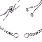 10pcs Adjustable Stainless Steel Slider Chain Bracelet for DIY Crafts 9 inches