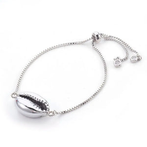10pcs Brass Bolo Slider Bracelets with Shell Beads for Jewelry Making
