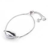 10pcs Brass Bolo Slider Bracelets with Shell Beads for Jewelry Making