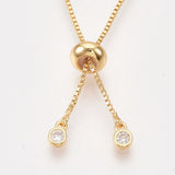 Adjustable Brass Cubic Zirconia Charm Slider Bracelets Bolo Bracelet