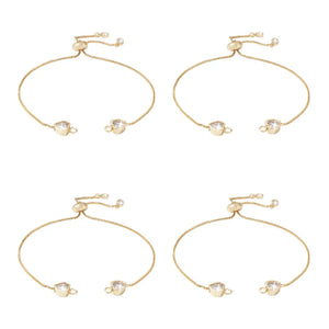 10pcs Adjustable Rhinestone Brass Slider Bracelets Charm Link
