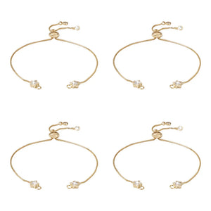 10pcs Adjustable Rhinestone Brass Slider Bracelets Charm Link