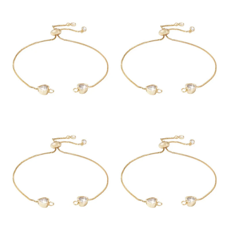 10pcs Adjustable Rhinestone Brass Slider Bracelets Charm Link