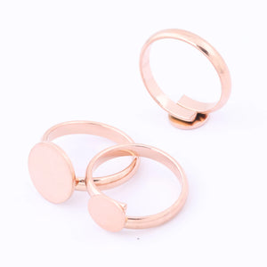 10pcs Adjustable Rose Stainless Steel Ring Bezel Blanks for Jewelry Making