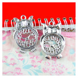 10pcs Owl Clock Charms Antique Bronze/Silver Plated Pendant