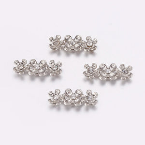 10pcs Alloy Bar Spacers Rhinestone 3-Holes Multi-Strand Links