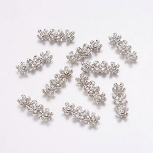 10pcs Alloy Bar Spacers Rhinestone 3-Holes Multi-Strand Links