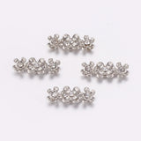 10pcs Alloy Bar Spacers Rhinestone 3-Holes Multi-Strand Links