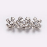 10pcs Alloy Bar Spacers Rhinestone 3-Holes Multi-Strand Links