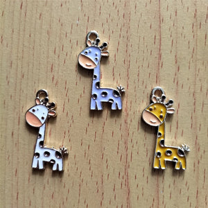 10pcs Cartoon Giraffe Dripping Charm Earrings DIY Necklace Pendant