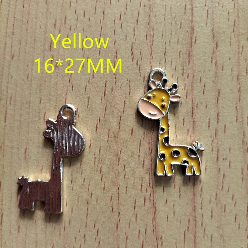 10pcs Cartoon Giraffe Dripping Charm Earrings DIY Necklace Pendant