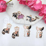 10pcs Halloween Animal Series Skull Cat Bat Charms DIY Jewelry Accessories