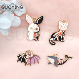 10pcs Halloween Animal Series Skull Cat Bat Charms DIY Jewelry Accessories