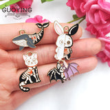 10pcs Halloween Animal Series Skull Cat Bat Charms DIY Jewelry Accessories