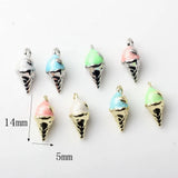 10pcs Ice Cream Alloy Charms Key Chain Earring Necklace Bracelet DIY Craft