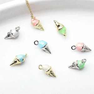 10pcs Ice Cream Alloy Charms Key Chain Earring Necklace Bracelet DIY Craft